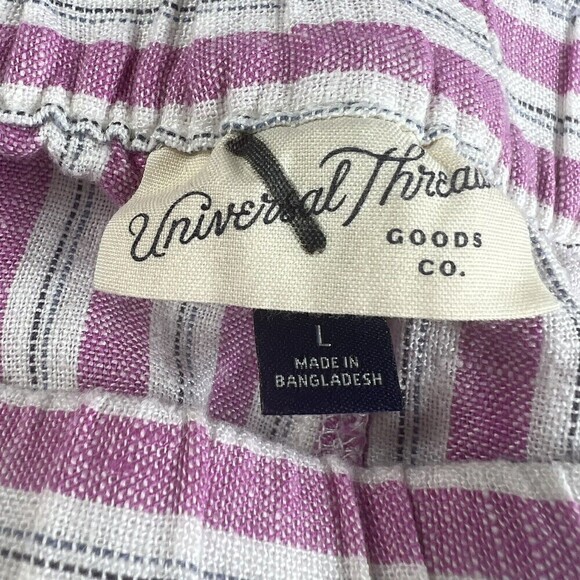 Universal Thread Shorts Women's Large Pink White Stripe Linen-Blend SHORTS - Picture 13 of 13